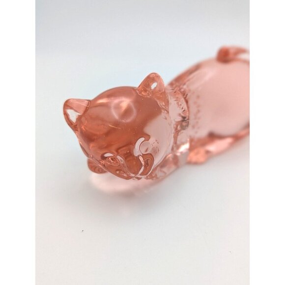 Fenton Glass Sleeping Cat-Clear Pink Rose Peach Glossy - Picture 2 of 7